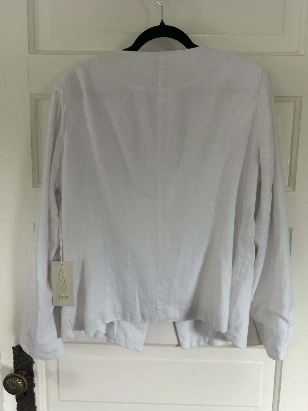 NWT Joie White Single-Button V-Neck Blazer. Linen/Viscose. Resort, Chic Size XL - Picture 4 of 12